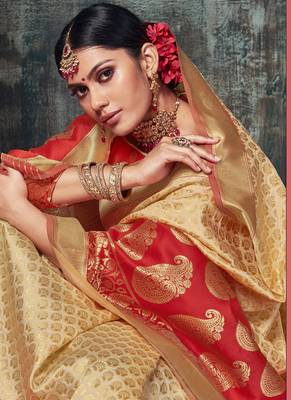 Red Jacquard Silk Deisgner Saree 2