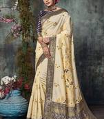 Navy Blue Jacquard Silk Deisgner Saree