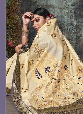 Navy Blue Jacquard Silk Deisgner Saree 2