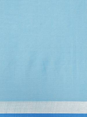 Light blue plain linen saree with blouse 3