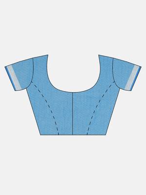 Light blue plain linen saree with blouse 5