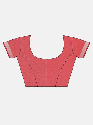 Peach plain linen saree with blouse 5