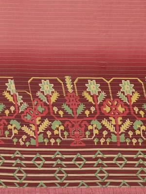 Pink printed georgette saree with blouse 3