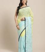 Multicolor printed georgette saree with blouse