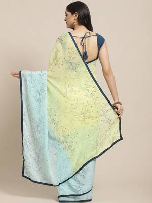 Multicolor printed georgette saree with blouse 2