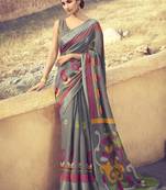 Grey woven linen saree with blouse
