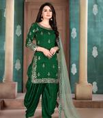 Green embroidered art silk salwar