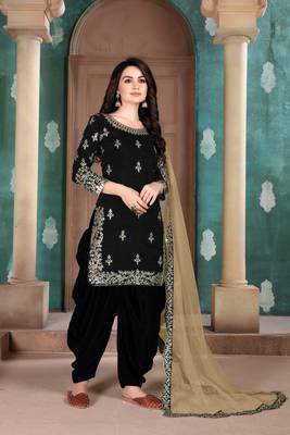 Black embroidered art silk salwar 1