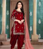 Maroon embroidered art silk salwar