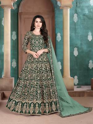 Green embroidered faux georgette salwar 1