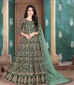 Green embroidered faux georgette salwar