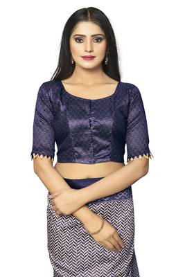 Women Blue Bhagalpuri Silk Saree with Printed Design Blouse Piece 4