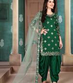 Green embroidered art silk salwar