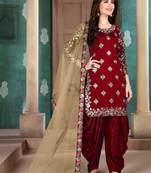 Maroon embroidered art silk salwar