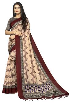 Women Mysore Silk Leheriya Saree with Printed Design Blouse Piece