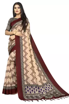 Women Mysore Silk Leheriya Saree with Printed Design Blouse Piece