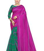 Green printed cotton silk saree with blouse