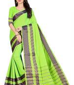 Green woven cotton silk saree with blouse