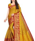 Gold Woven Cotton Silk Saree With Blouse