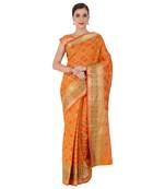 Orange Woven Cotton Silk Saree With Blouse