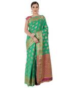 Green Woven Cotton Silk Saree With Blouse