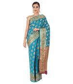 Green Woven Cotton Silk Saree With Blouse