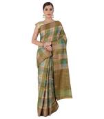 Green Woven Silk Blend Saree With Blouse
