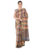 Grey Woven Silk Blend Saree With Blouse