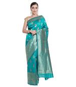 Green woven jacquard saree with blouse