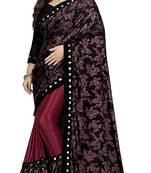 Magenta printed lycra saree with blouse