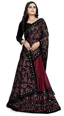 Magenta printed lycra saree with blouse 2