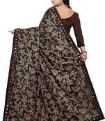 Brown printed lycra saree with blouse