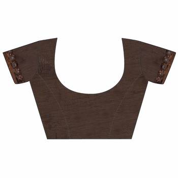 Brown printed lycra saree with blouse 2