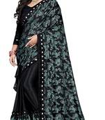 Black printed lycra saree with blouse