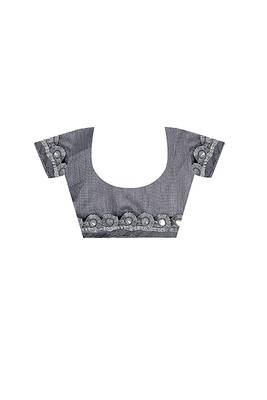 Grey printed lycra saree with blouse 5