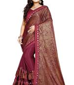 Magenta printed lycra saree with blouse