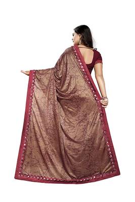 Magenta printed lycra saree with blouse 4