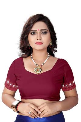 Magenta printed lycra saree with blouse 5