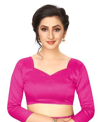 Pink printed art silk saree with blouse 4