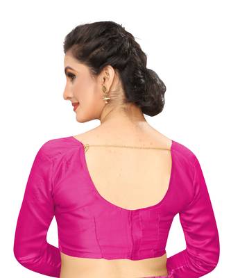 Pink printed art silk saree with blouse 5