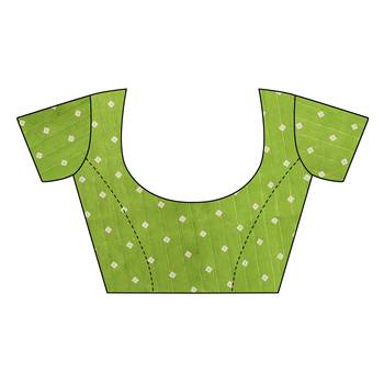 Green printed art silk saree with blouse 5