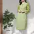 Hand Embroidered Green Georgette Lucknow Chikankari Women Kurta Trouser Set with slip