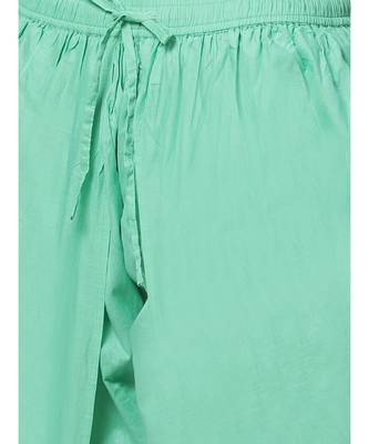 Hand Embroidered Green Cotton Lucknow Chikankari Women Kurta With Dhoti Set 5