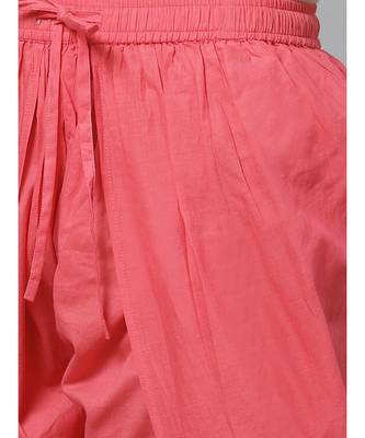 Hand Embroidered Pink Cotton Lucknow Chikankari Women Kurta With Dhoti Set 5