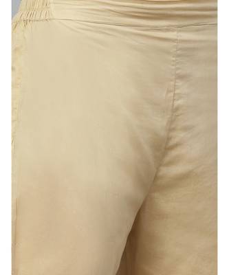 Hand Embroidered Beige Cotton Lucknow Chikankari Women Kurta With Trouser Set 5