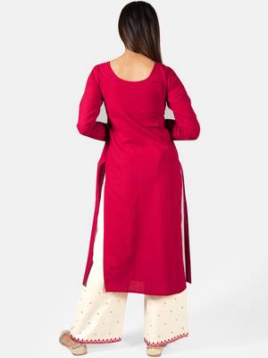 Gulmohar Long Aari Embroidered Khadi Kurta Set with Chudi Sleeves 4