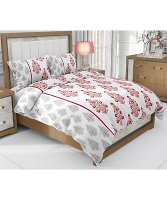 multicolour cotton double bed king size bed sheet with pillow cover 1