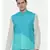 Aqua Blue Linen Jacket In Geometric Cut
