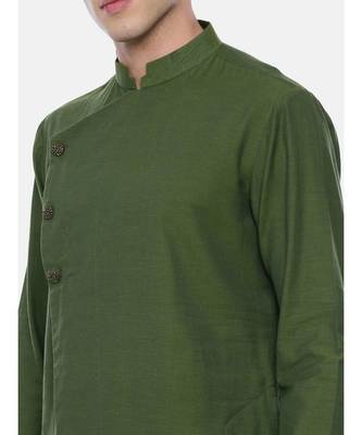 Green Cotton Asymetric Kurta Set 2