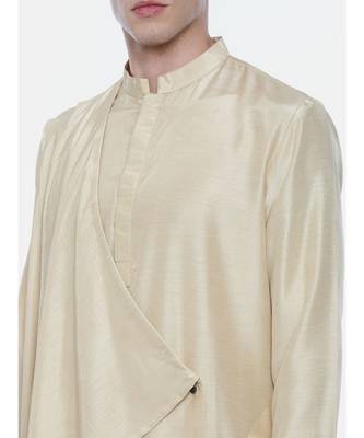 Drape Silk Linen Beige Kurta Set 2